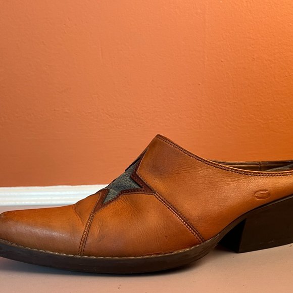 SKETCHERS -  Leather Y2K Western Boot Slides with denim star detail - Size 8 - Picture 3 of 11